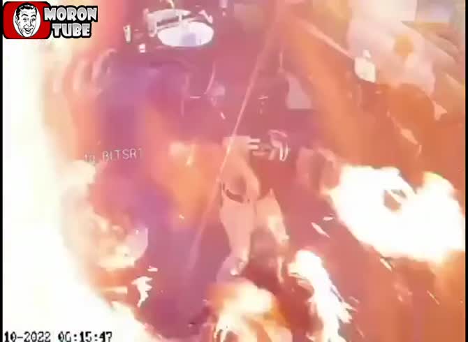 Video :When he switches on the hair dryer, his hair salon blows up